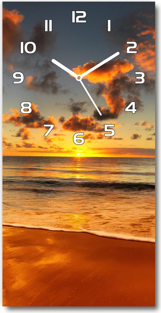 Wanduhr aus Glas – 30x60 cm - Glasbild - Glasuhr - Gehärtetes Glas -Australischer Strand