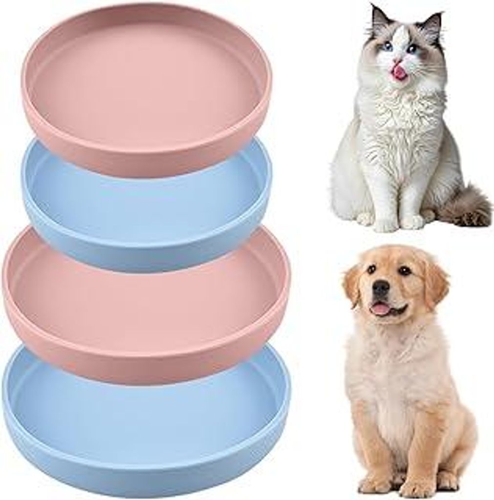 4 Stück Set Katzennapf Silikon, Futternapf Katze & Trinkschale, rutschfeste Futterschale Flach für Trockenfutter Nassfutter (2× Ø18cm + 2× Ø1...