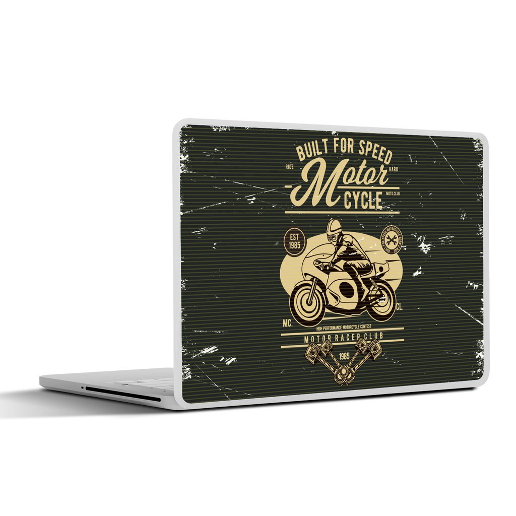MuchoWow Laptop Aufkleber Sticker Cover Motorrad - Retro - Briefe 31x22.5 cm - Laptop-Deko