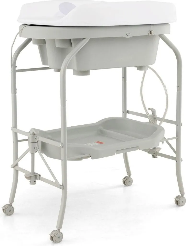 Table à langer portable 4 en 1 avec baignoire et rangement intégré