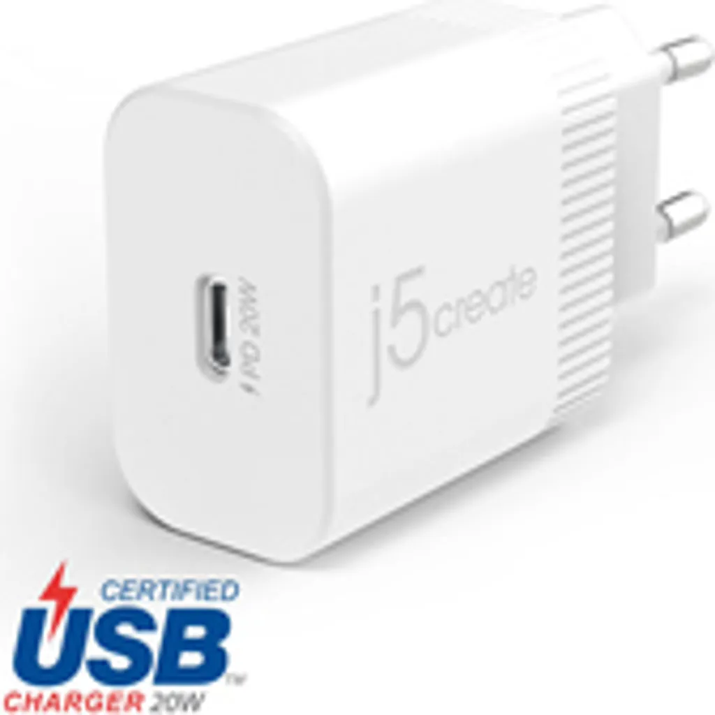Chargeur Rapide USB-C 20W pour iPhone et Android j5create JUP1420-EN