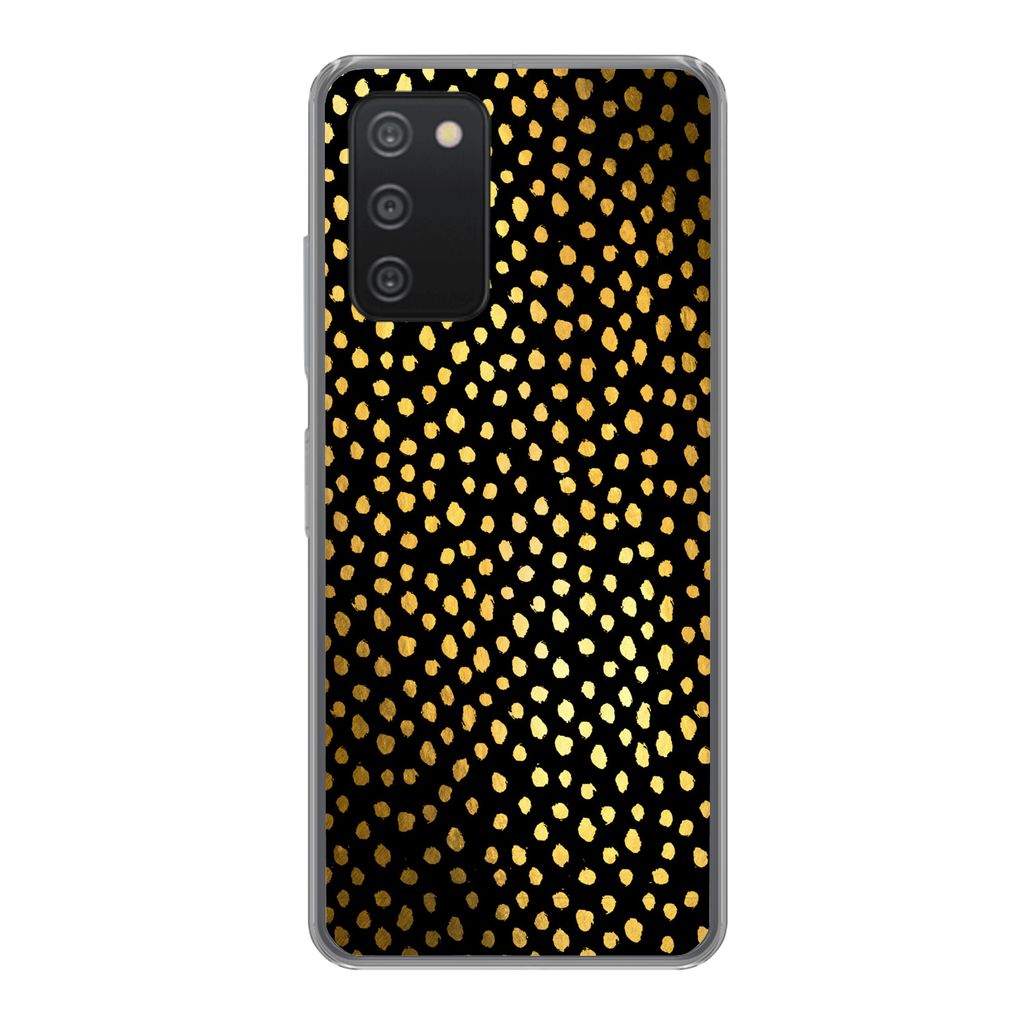 MuchoWow Handyhülle Schutzhülle Hülle für Samsung galaxy a73 Polka dots - Gold - Schwarz Silikon Softcase Handy Hülle - Handyhülle