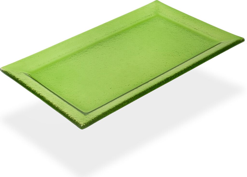 Glasteller Schale Tischdeko Design Max Fusing Glas ca. 26,5x16,3cm Handmade Gruen