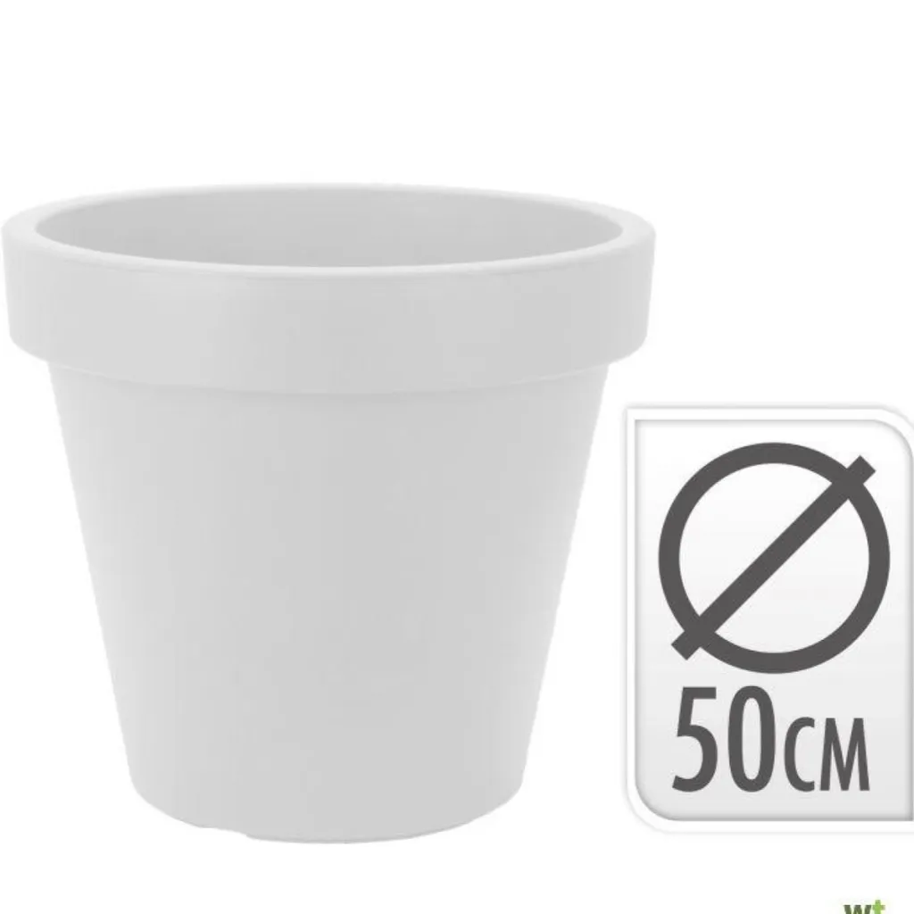 Pot de fleurs rond 50 cm blanc résistant aux UV et gel extérieur