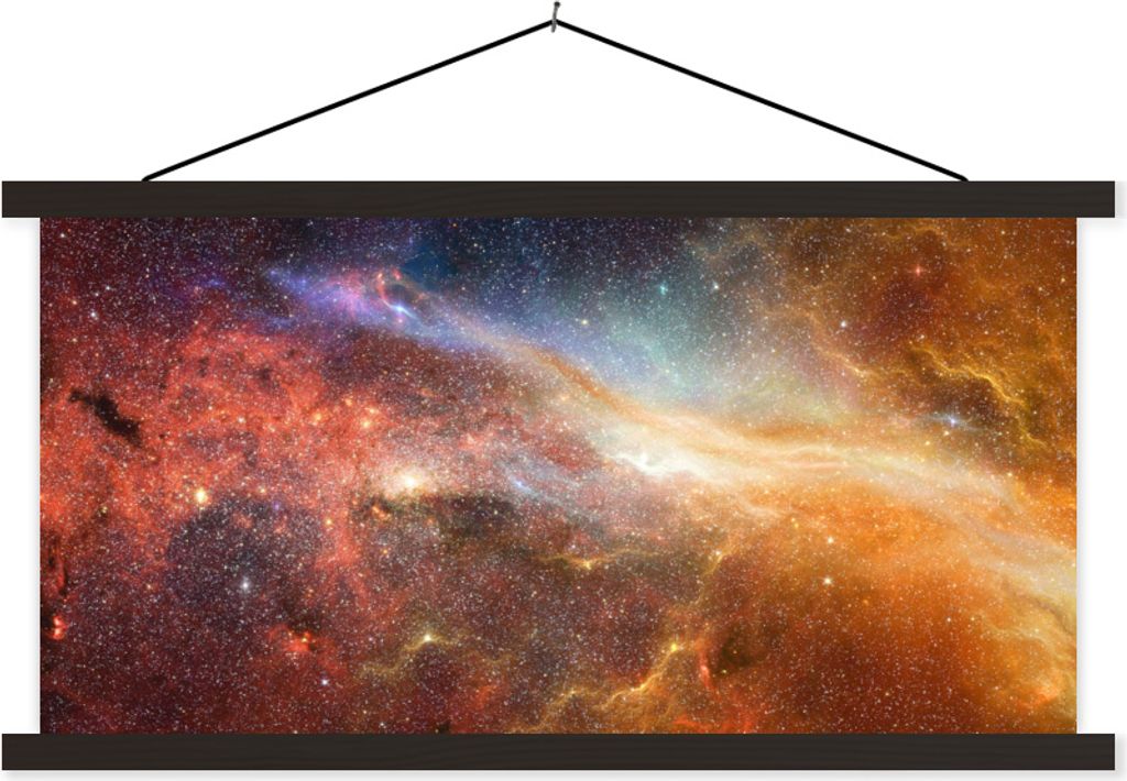 MuchoWow Textilposter Weltraum - Sterne - Orange 120x60 cm mit schwarzem Rahmen - Dekoration Schlafzimmer