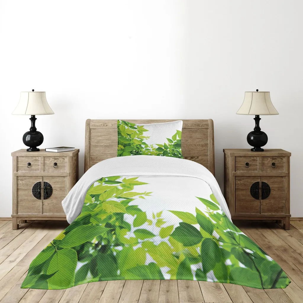Look Primavera Bedspread ABAKUHAUS 170x220 Verde Mela Eco