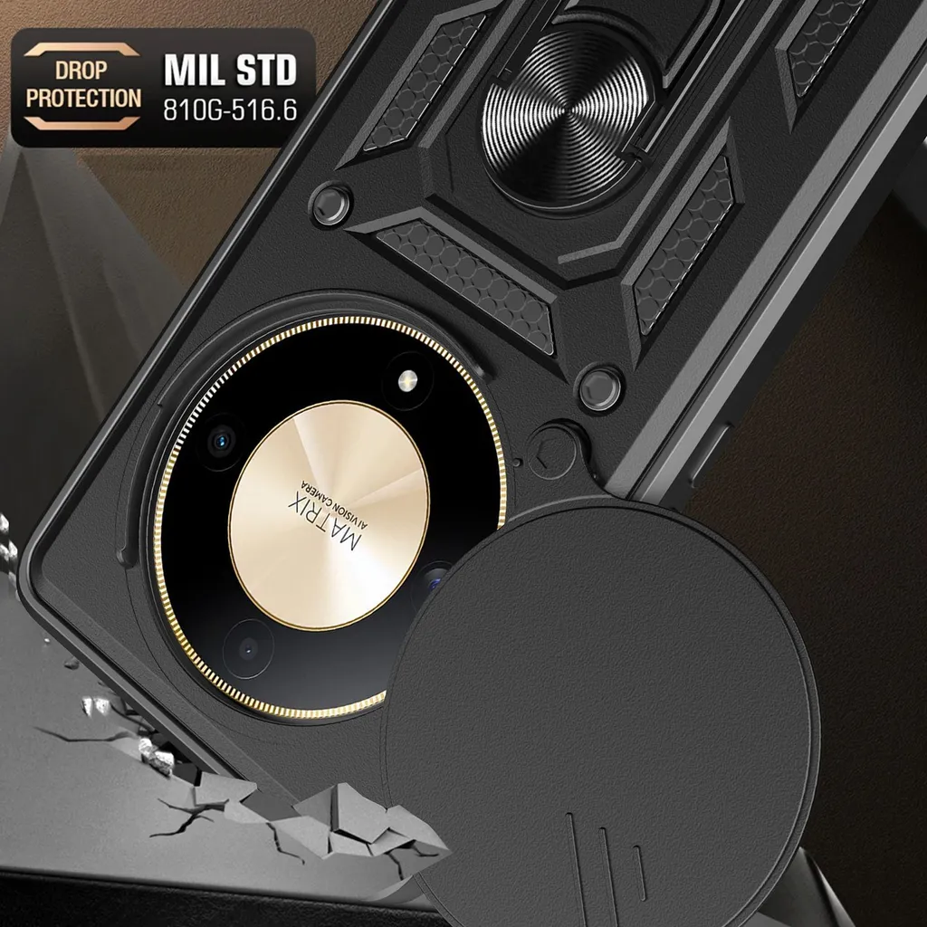 Custodia Con Copriobiettivo Per Honor Magic 6 Pro, Protezione Privacy E Supporto A Cavalletto, TPU Morbido + PC Rigido