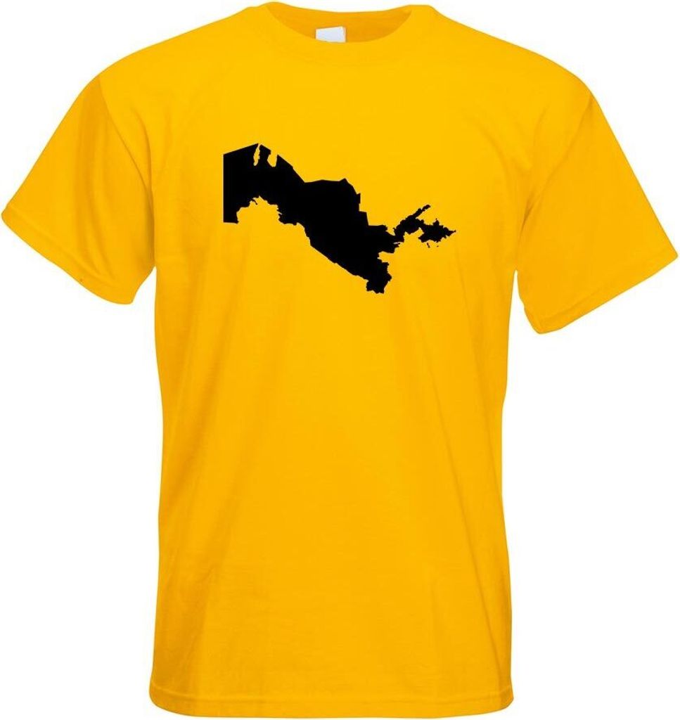 Kiwistar - T-Shirt - gelb - Usbekistan Umriss Kontur Herren Funshirt Bedruckt Design Sprüche Spruch Motive - mit Motiv Bedruckt - Funshirt Design ...
