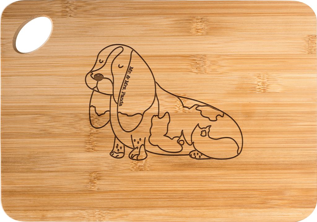 Mr. & Mrs. Panda Frühstücksbrettchen Hund Basset Hound - Transparent - Geschenk, Holzbrett, vesperbrett, Brett, Niedlich, Frühstücksbrett, Schn...