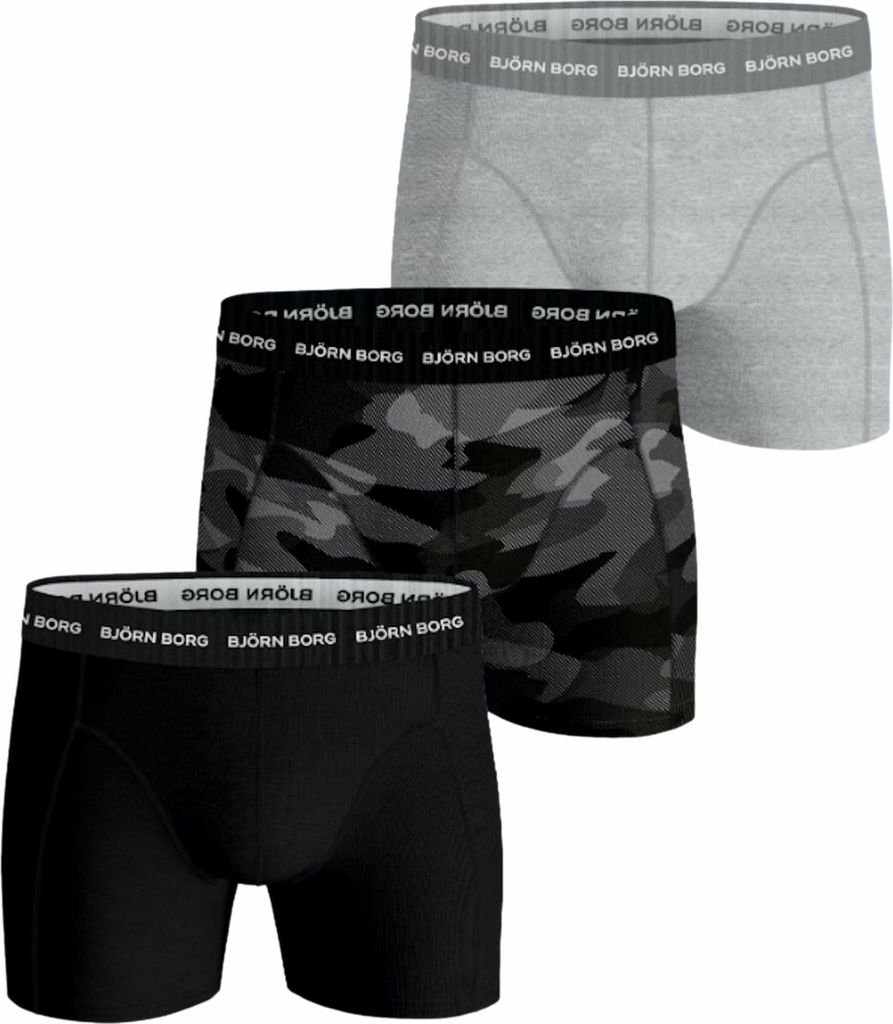Bjorn Borg boxershorts Essential (3-pack), heren boxers normale lengte, zwart Black beauty