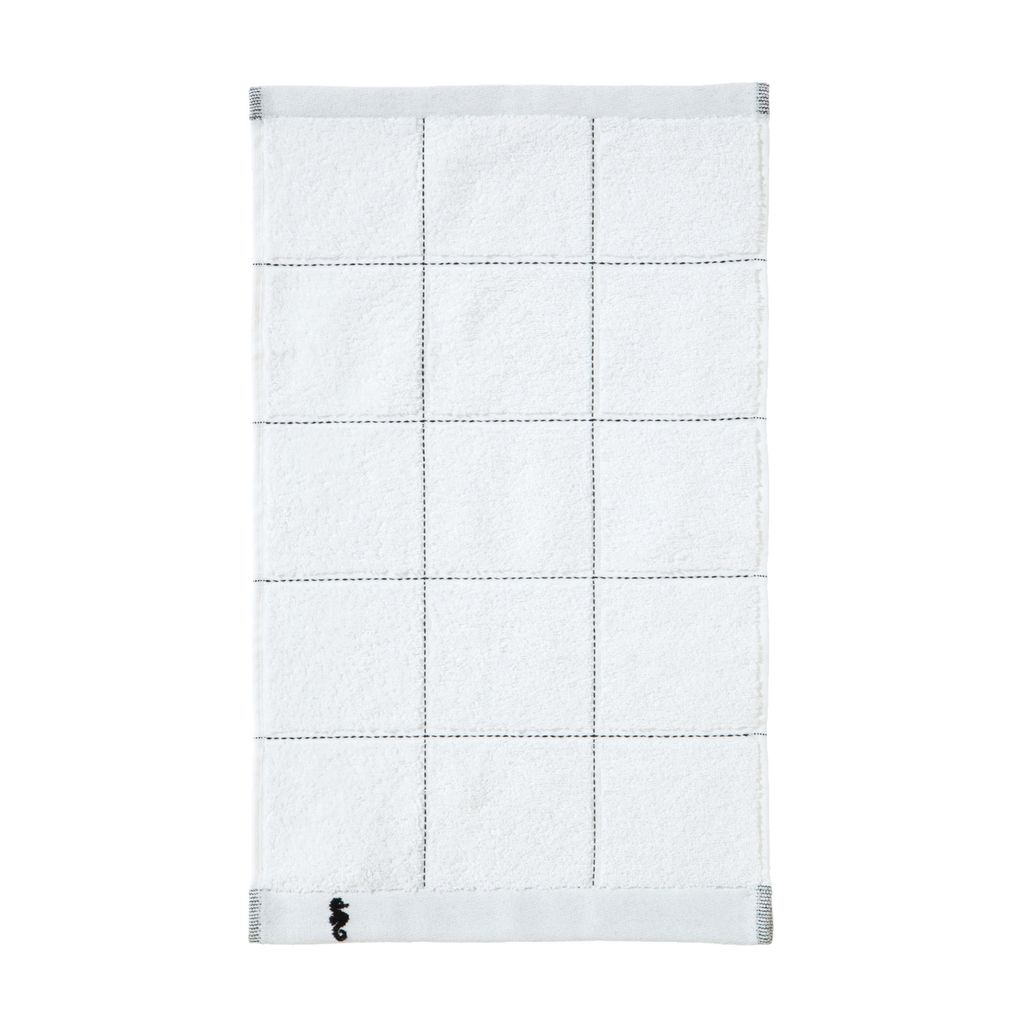 Seahorse Baumwolle Handtücher Kasten Modern Grau Weiß Grid 30x50 cm Weiß