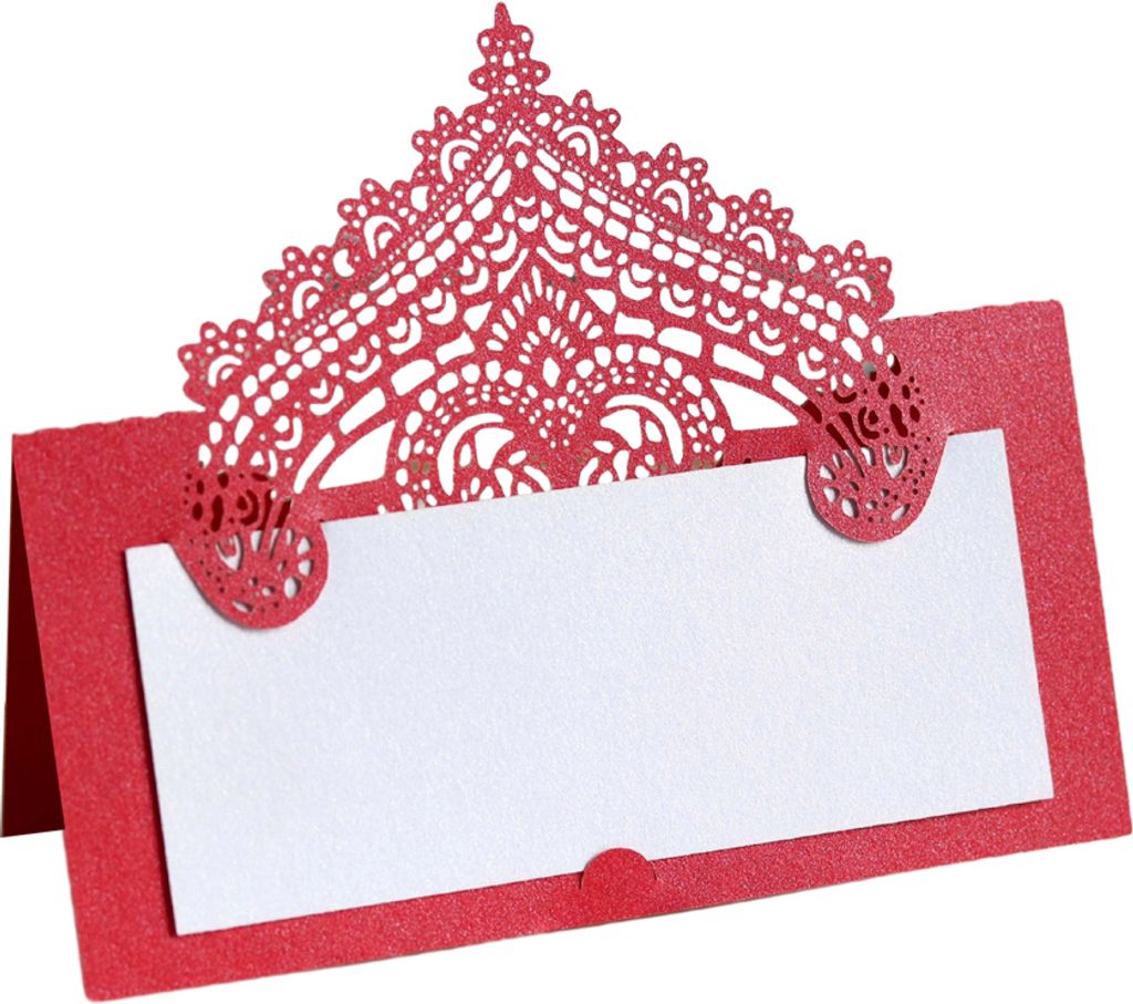 50 Counts Laser Cut Tischkarten, 9cm Tischkarten Für Hochzeit Greenery Seating Tischkarten Zelt Blank Tischkarten, Folding Namenskarten(rot)