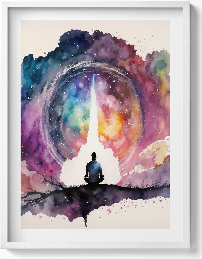 Lebensstil Meditation– Wandbild mit Rahmen – Gerahmtes Bild – Wanddekoration – 60x80 cm – Weiß Rahmen