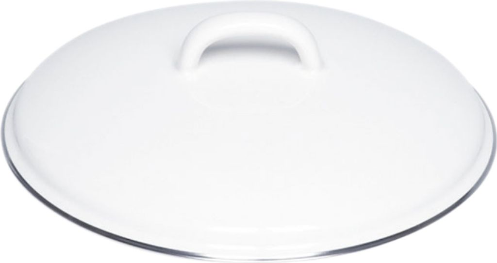 Riess Deckel mit Chromrand Ø22cm Weiss Emaille