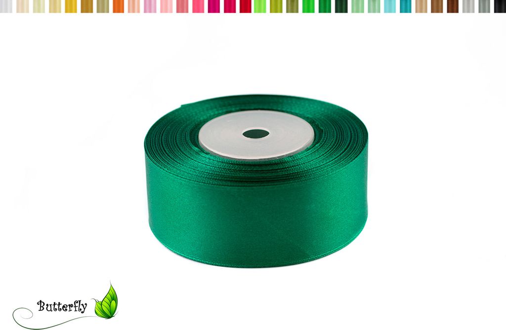 Satinband 38mm x 32m Rolle, Farbe:090 dunkel grün