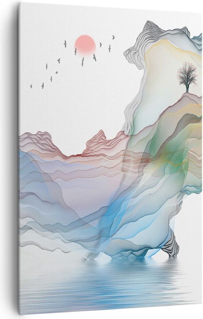 Bild auf Leinwand - Leinwandbild - Einteilig - Wellen Berge Fee - 80x120cm - Wand Bild - Wanddeko - Wandbilder - Leinwanddruck - Wanddekoration - L...