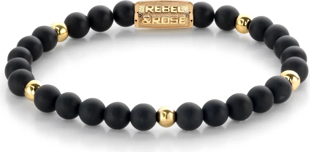 Bracelet Rebel & Rose Madonna Matt Black RR-60078-G-S en pierres mates