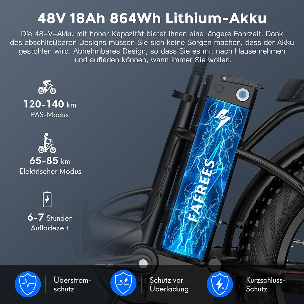 Fafrees F20 MAX Fatbike Ebike Klapprad 20 Zoll mit 48V 18AH Produktbild 12