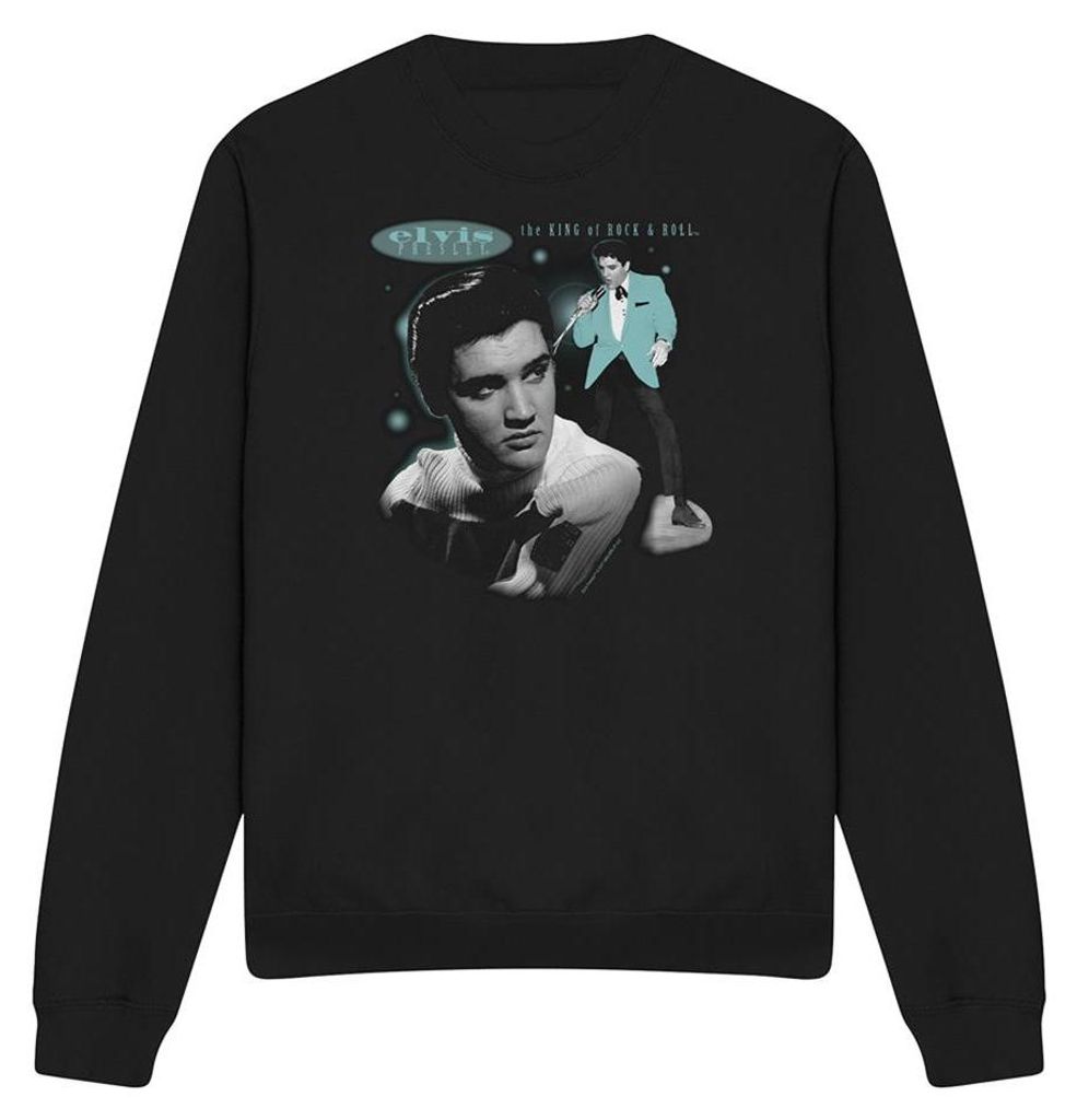 Elvis Presley - "Teal Portrait" Sweatshirt für Herren/Damen Uni TV32869 (M) (Schwarz)