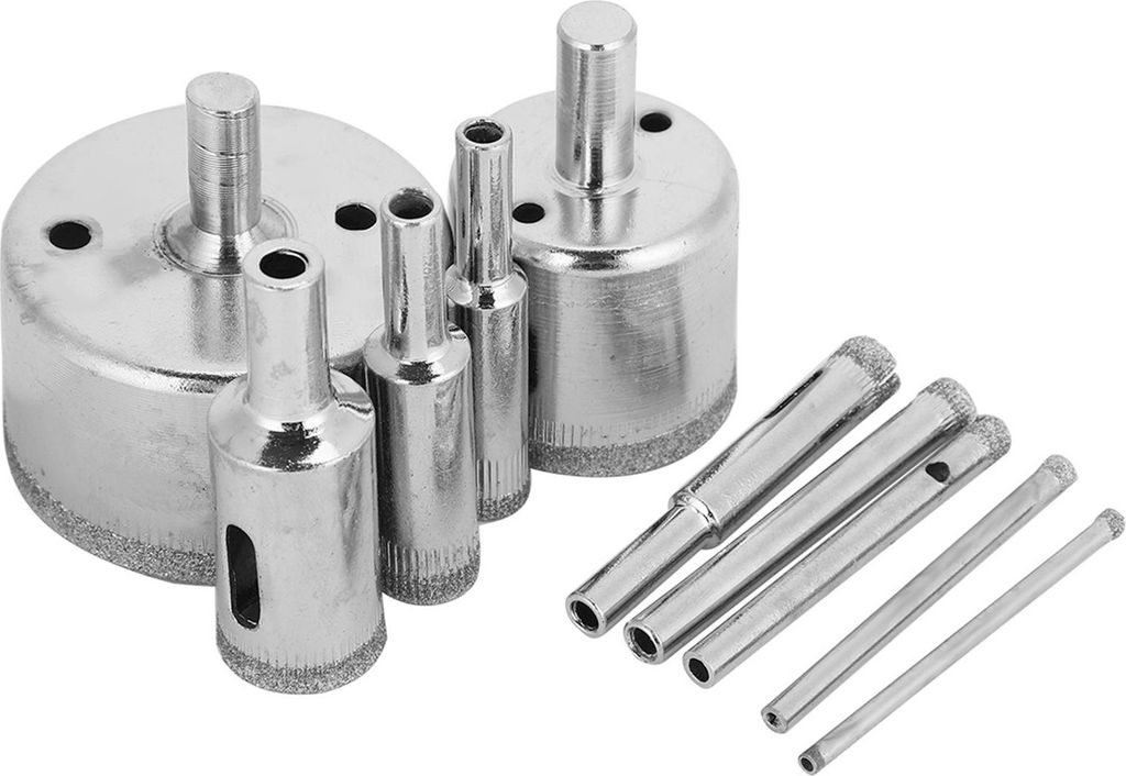 10-teiliges Set diamantbeschichtete Kernbohrer 3–50 mm Lochsäge für Fliesen, Keramik, Glas, Porzellan und Marmor