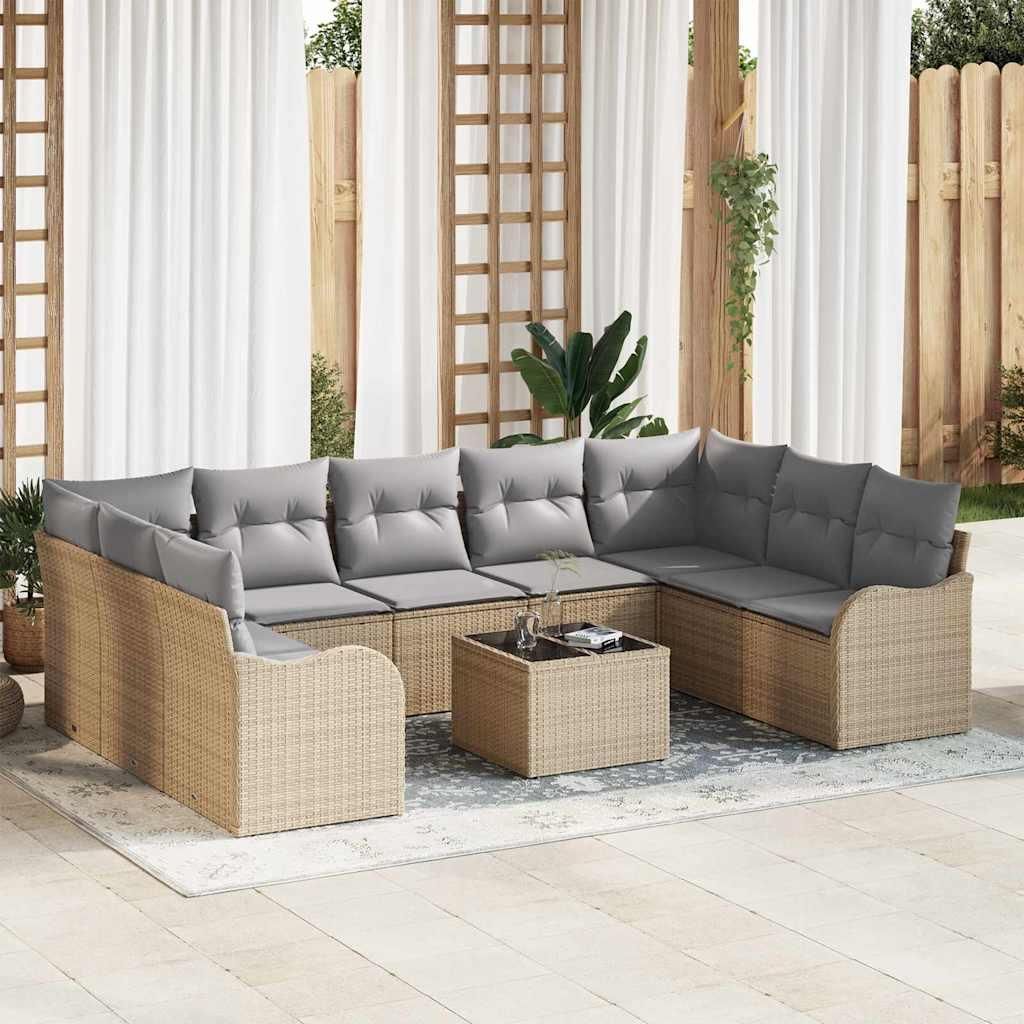 Maison Exclusive - Gartensofa-set 10 pcs Beige Poly-Rattan