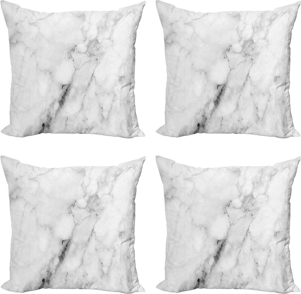 ABAKUHAUS Marmor Kissenbezug Set (4 Stück), Gebrochene Linien, Moderner Doppelseitiger Digitaldruck, 60 cm x 60 cm, Grau Staub Weiß
