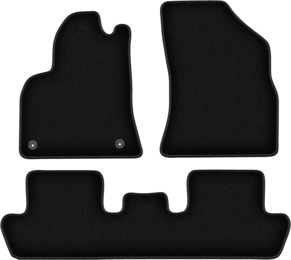 Set Tappeti Peugeot 5008 I 2009-2017 Velluto Nero con Clip Fissaggio