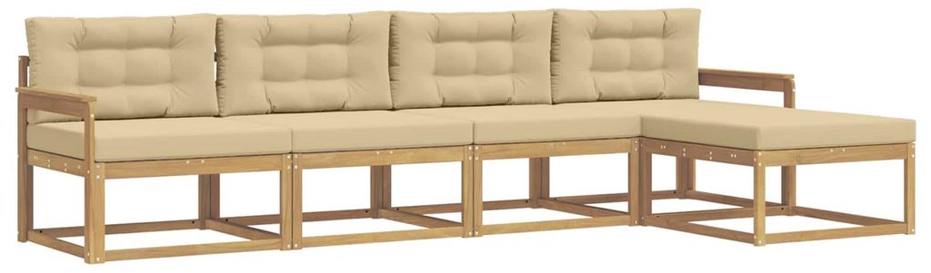 vidaXL Outdoor-Sofagarnitur mit Kissen 4 pcs Weiß und Beige Polyester