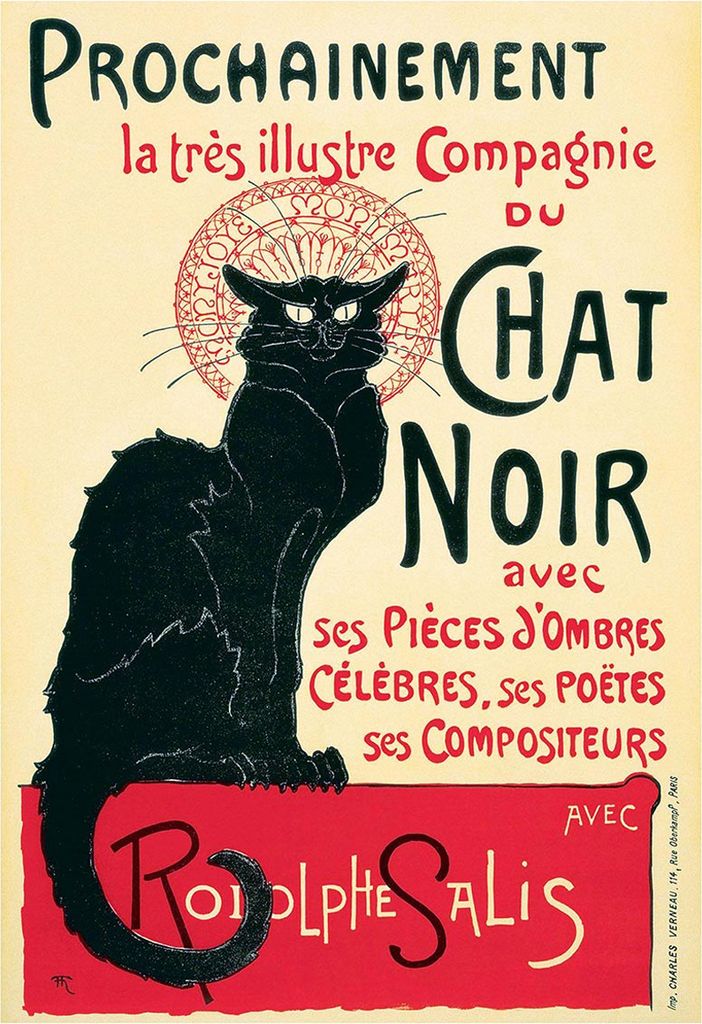 Thophile Alexandre Steinlen - bedruckt "Le Chat Noir" PM9231 (50 cm x 40 cm) (Cremefarbe/Rot/Schwarz)