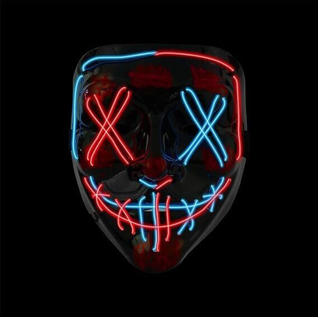 Halloween Maske Purge LED blau/rot mix - Kostümmaske Produktbild 