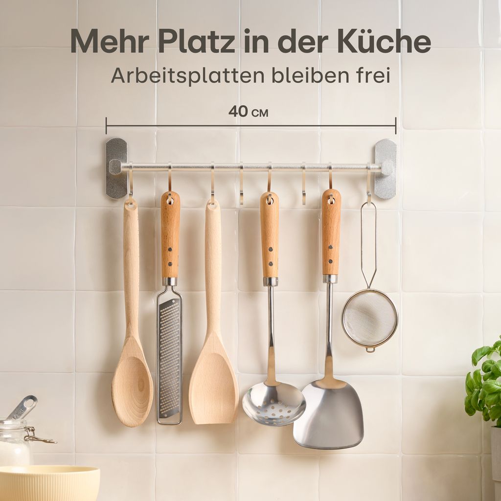 Hakenleiste für Küchenutensilien mit 8 Haken