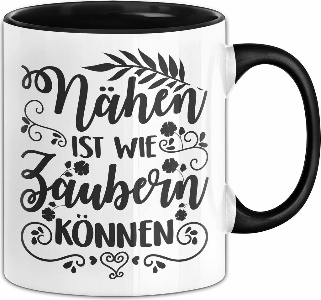 Nähen Geschenk Stricken Nähen Ist Wie Zaubern Können Tasse Geschenk Kaffee-Becher (Schwarz)