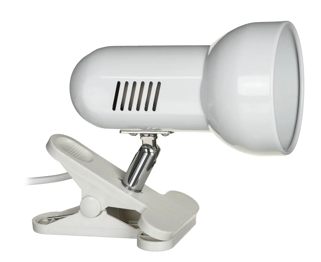 Activejet Lampada da tavolo a clip, bianco, metallo, filo E27