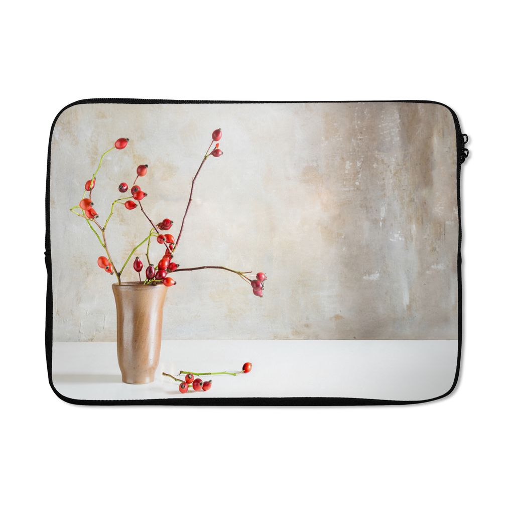 MuchoWow Laptop Hülle 13 Zoll Hagebutte - Stilleben - Rot Laptoptasche - Laptophülle - Sleeve - Rundumschutz