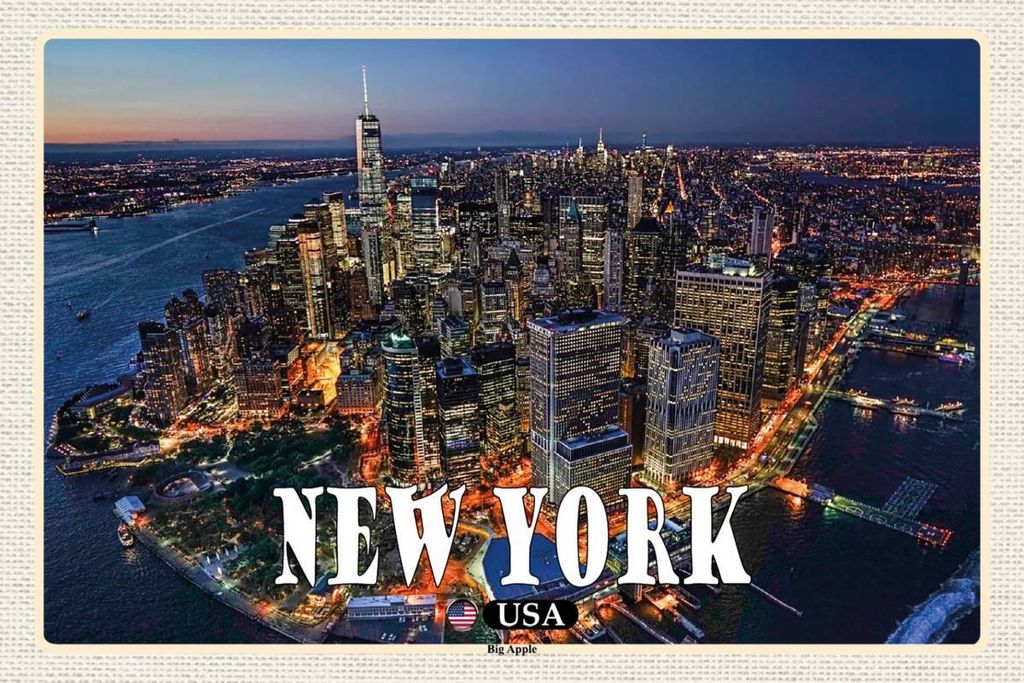 vianmo Holzschild 12x18 cm New York USA Big Apple Hochhäuser Bildmotiv Reisemotiv Abenteuer Reisen