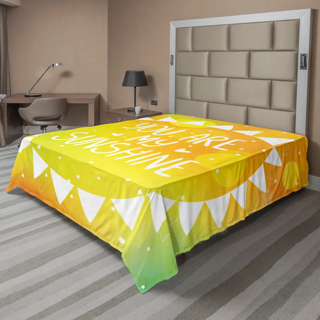 Drap plat ABAKUHAUS 244x205 cm jaune avec motifs triangles ethniques
