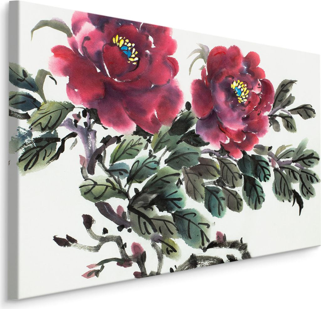 Fabelhafte Canvas LEINWAND BILDER 70x50 cm XXL Kunstdruck Blumen Flora Blätter Gemalt