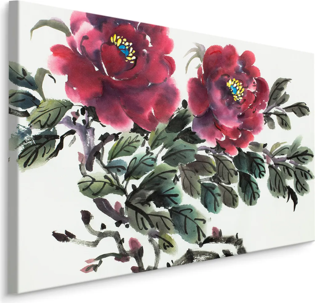 Carta da Parati Fiori Dipinti XXL 100x70 - Tela Artistica Botanica
