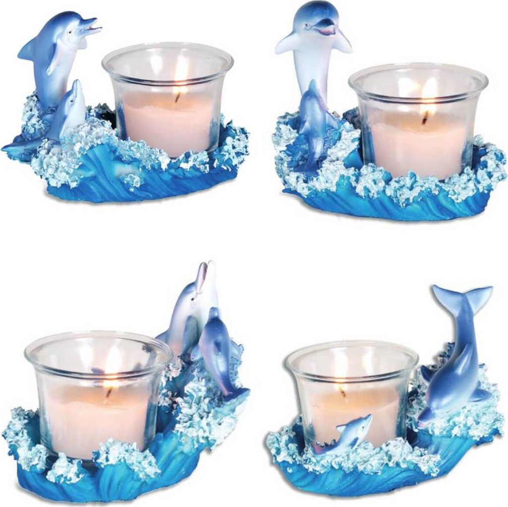 4er Set Teelichter mit Delfinen 10cm
