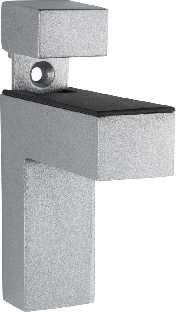 Glasregal Viertelkreis + Clip QUADRO, Befestigungsclip :Quadro Silbermatt, Größe :8mm - 35 x 35 cm - weiß