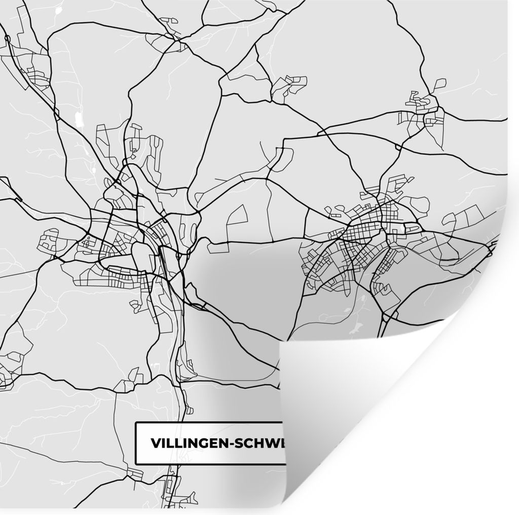 MuchoWow Wandtattoo Wandsticker Wandaufkleber Stadtplan - Deutschland - Karte - Villingen-Schwenningen 30x30 cm Selbstklebend und Repositionierba...