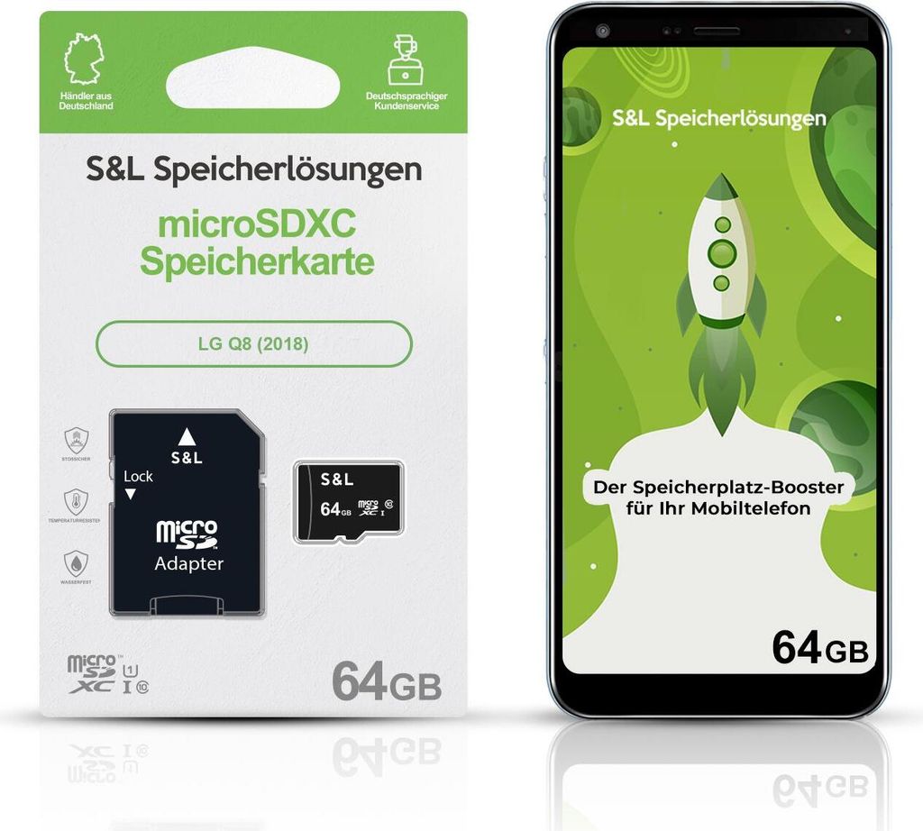 microSD Speicherkarte S&L für LG Q8 (2018) - Speicherkapazität: 64 GB