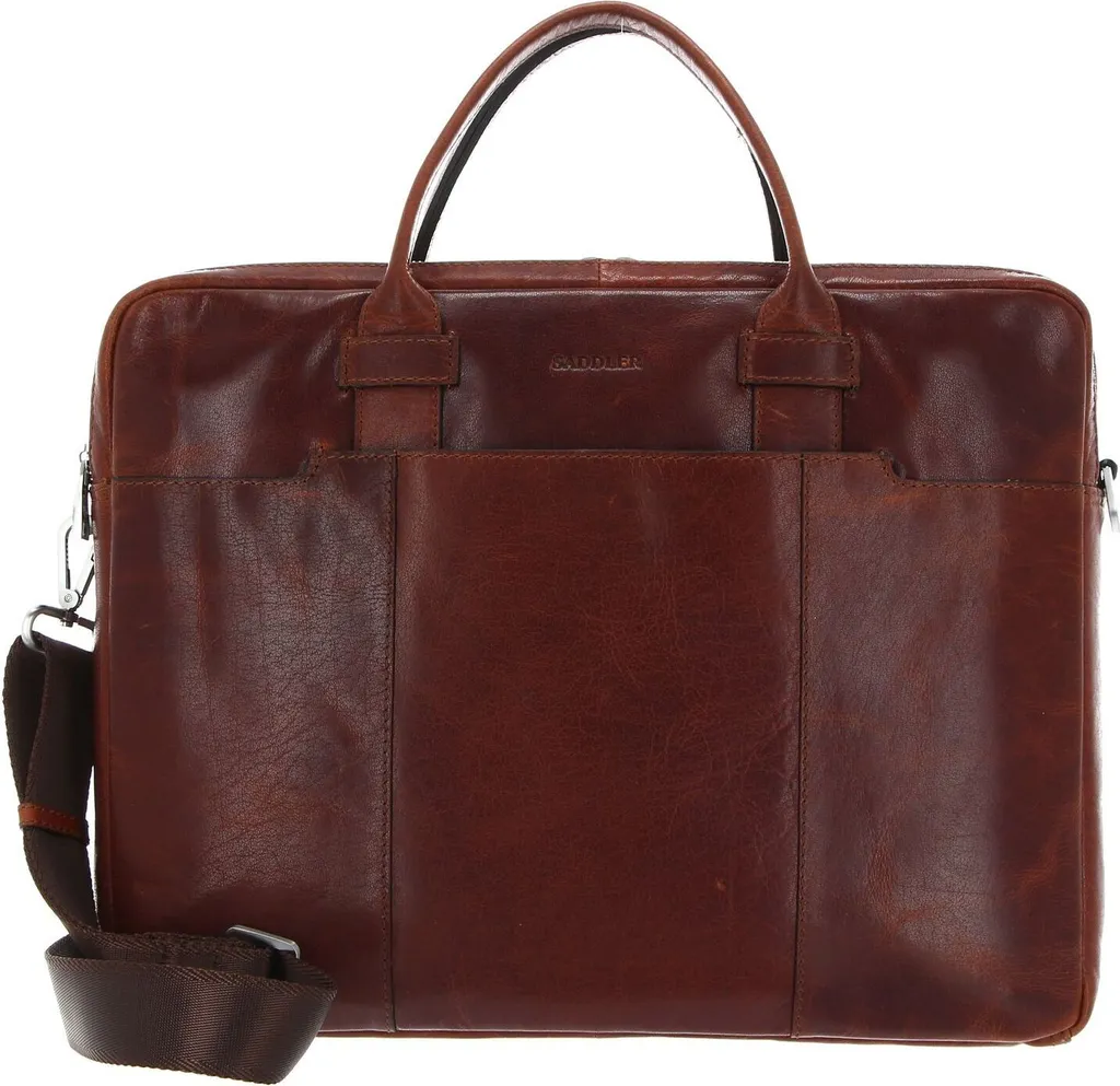 Sacoche ordinateur portable en cuir brun Vadstena Saddler Business