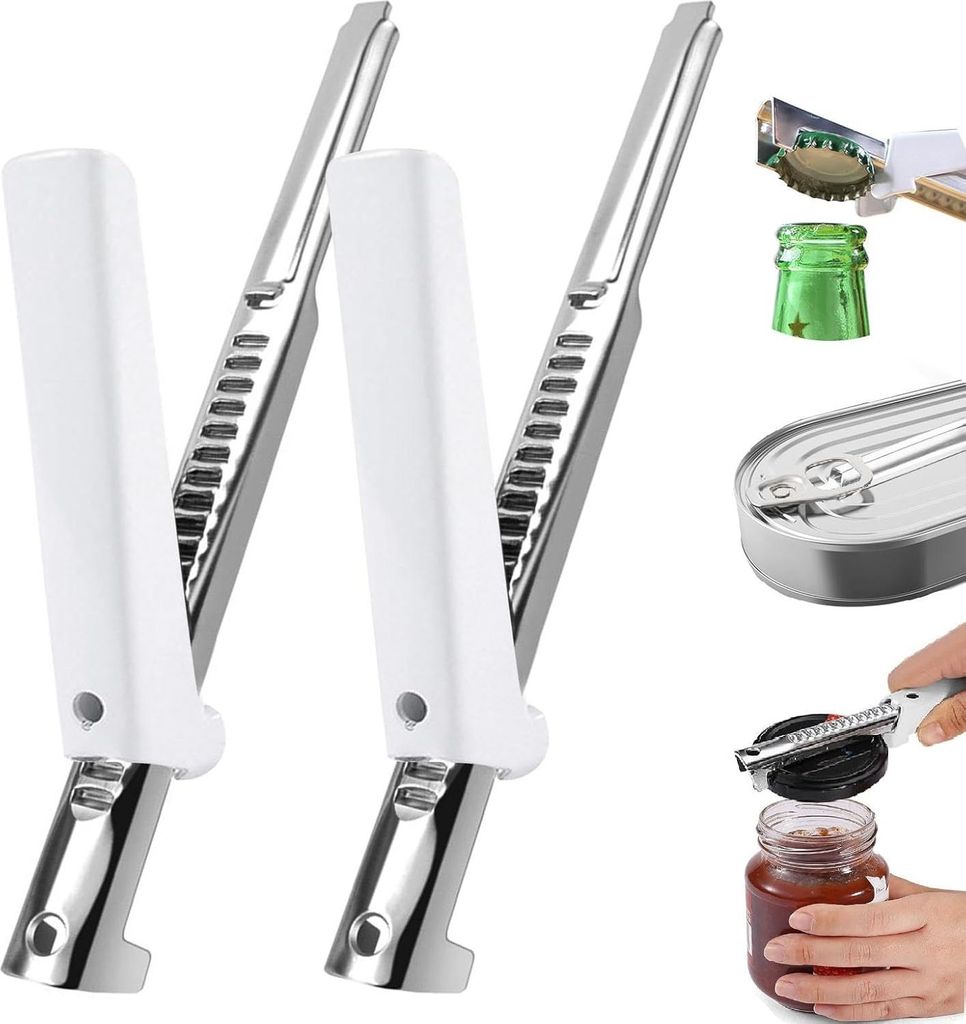 Manuelle Dosenöffner - Nachhaltig und Einfach zu Benutzen - 1 Stück - Schwarz/Rot/Weiß - Hochwertiges Eisen