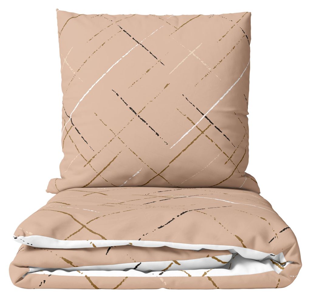 Bettwäsche Baumwolle 155x200 cm Set Beige Streifen Produktbild 
