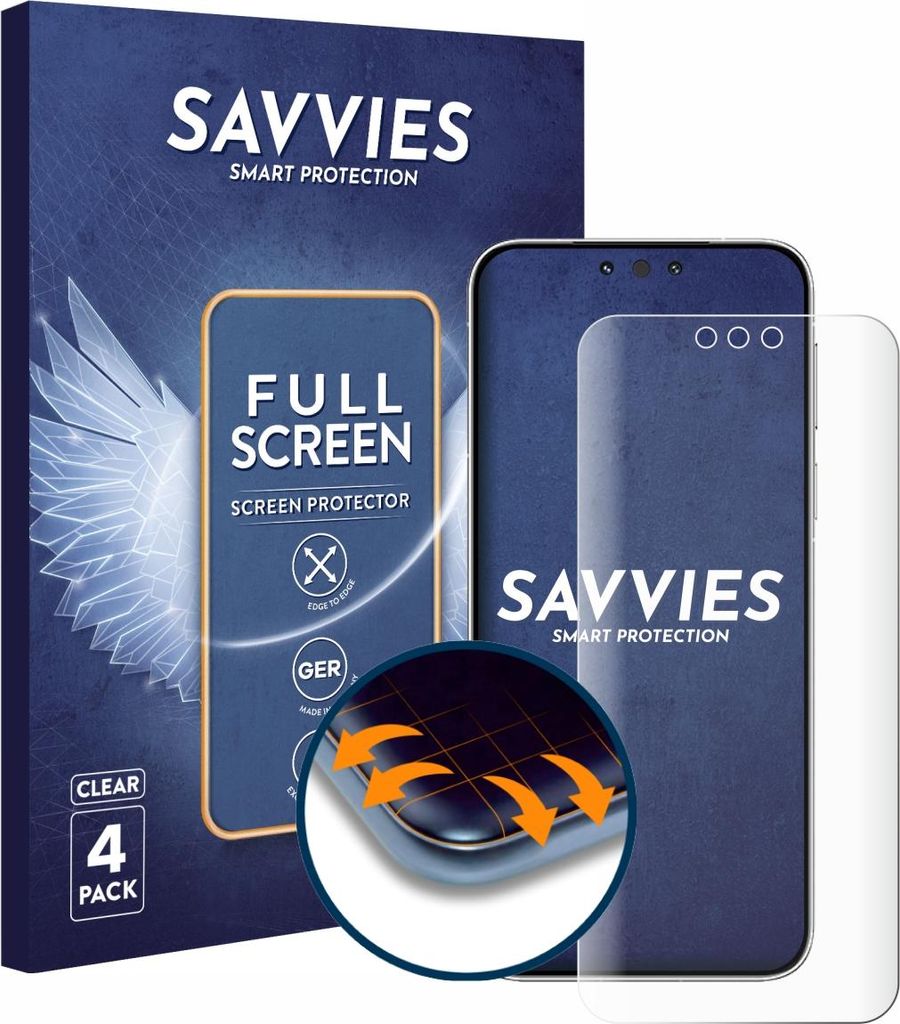 4x Savvies Fullscreen Schutzfolie für Huawei Mate 80 Pro Displayschutz Folie Fullcover Klar Transparent
