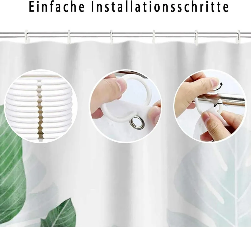 Tenda doccia foglie verde, tenda eucalipto, bagno, resistente