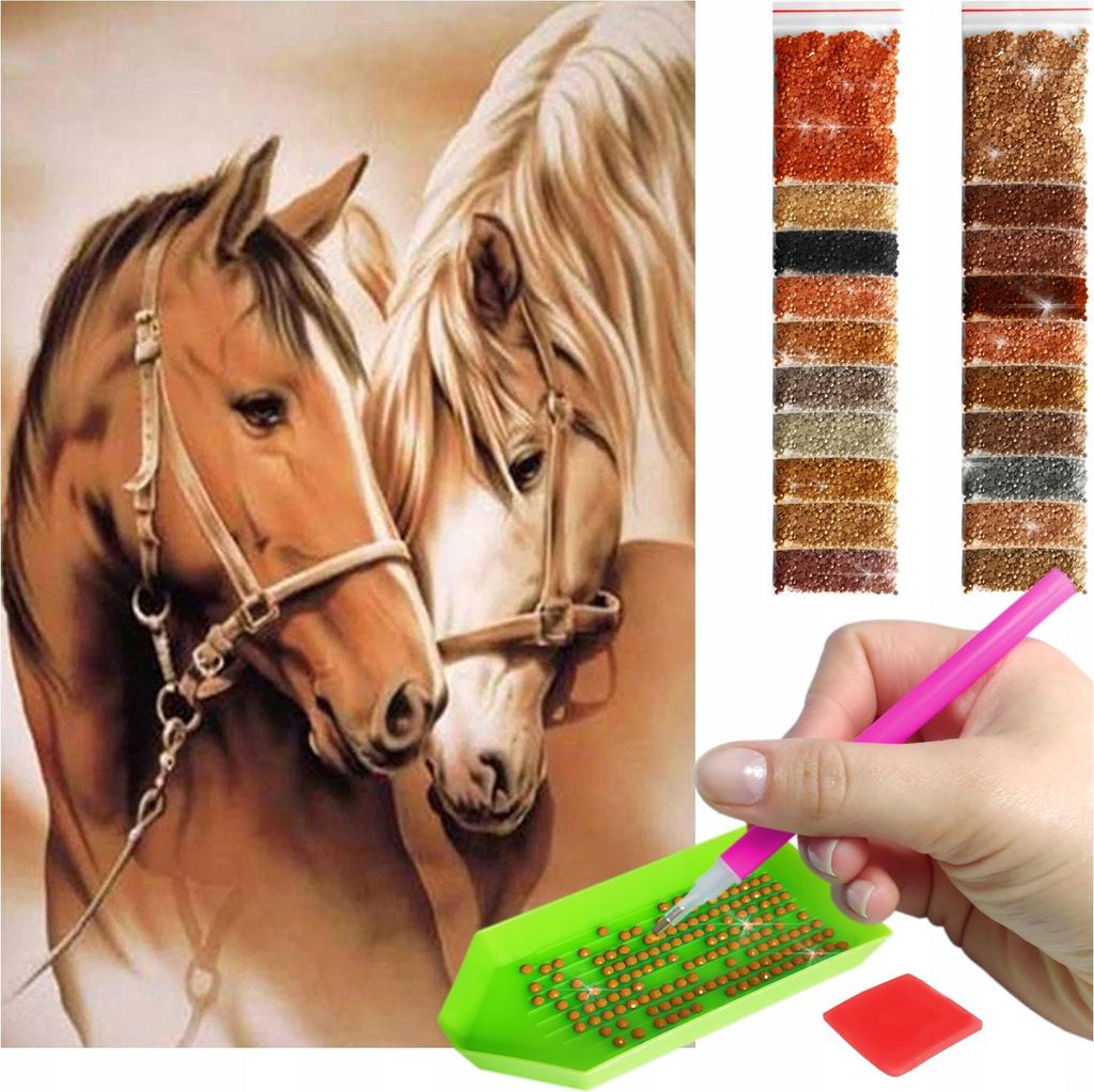 ARTULIO - Diamond Painting Set - Zwei Pferde in inniger Harmonie und warmen Farben - 60 x 40 cm - Groß XXL - Diamant Painting, Bilder DIY