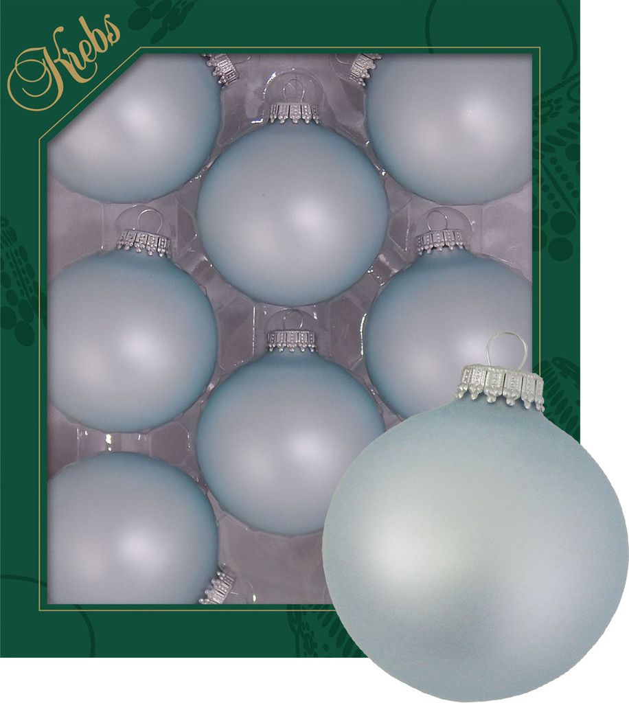 Krebs Glas Lauscha Kugeln im 8er Set - Hellblau - Produktbild 
