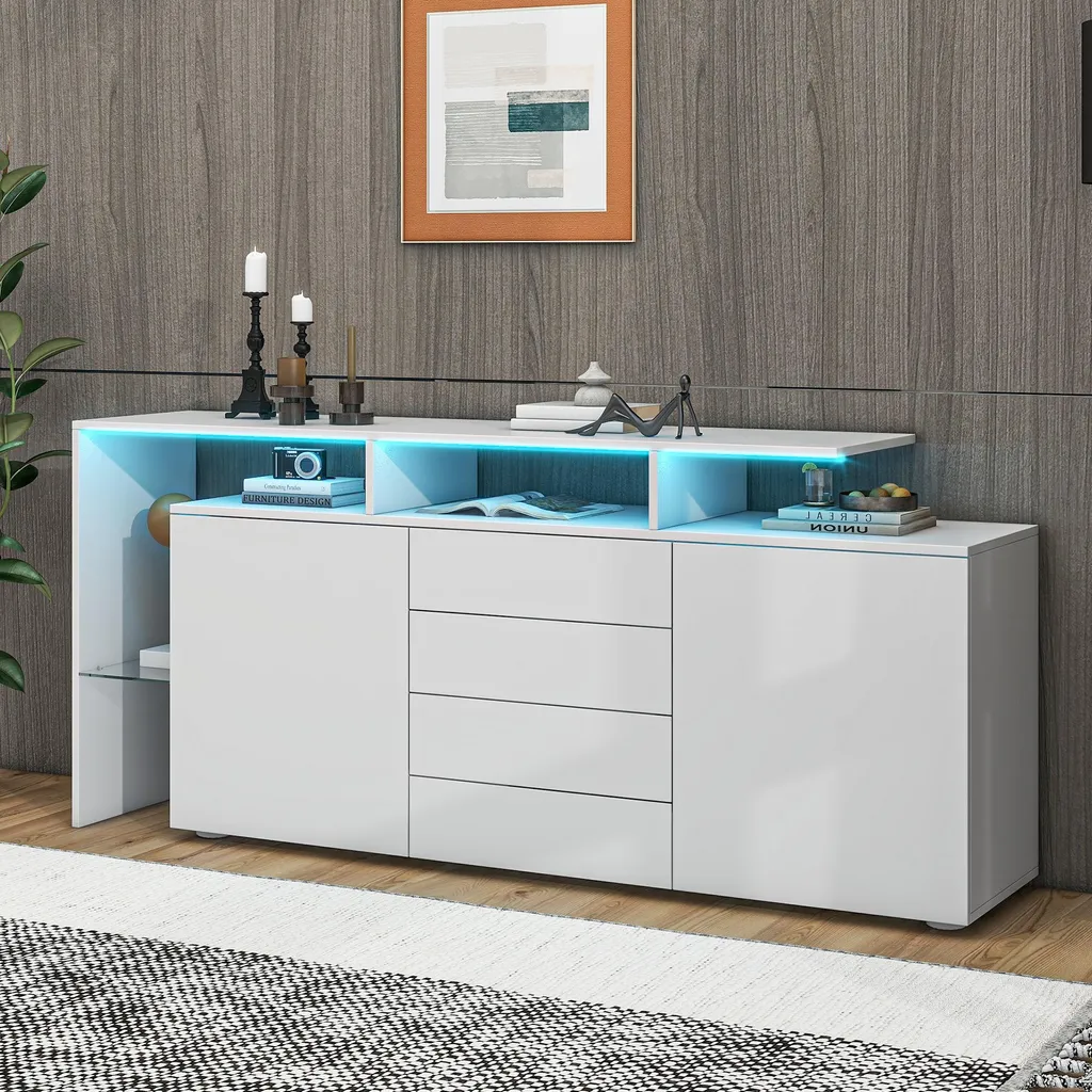 Commode de rangement lumineuse LED blanche, solution gain de place chic - 2